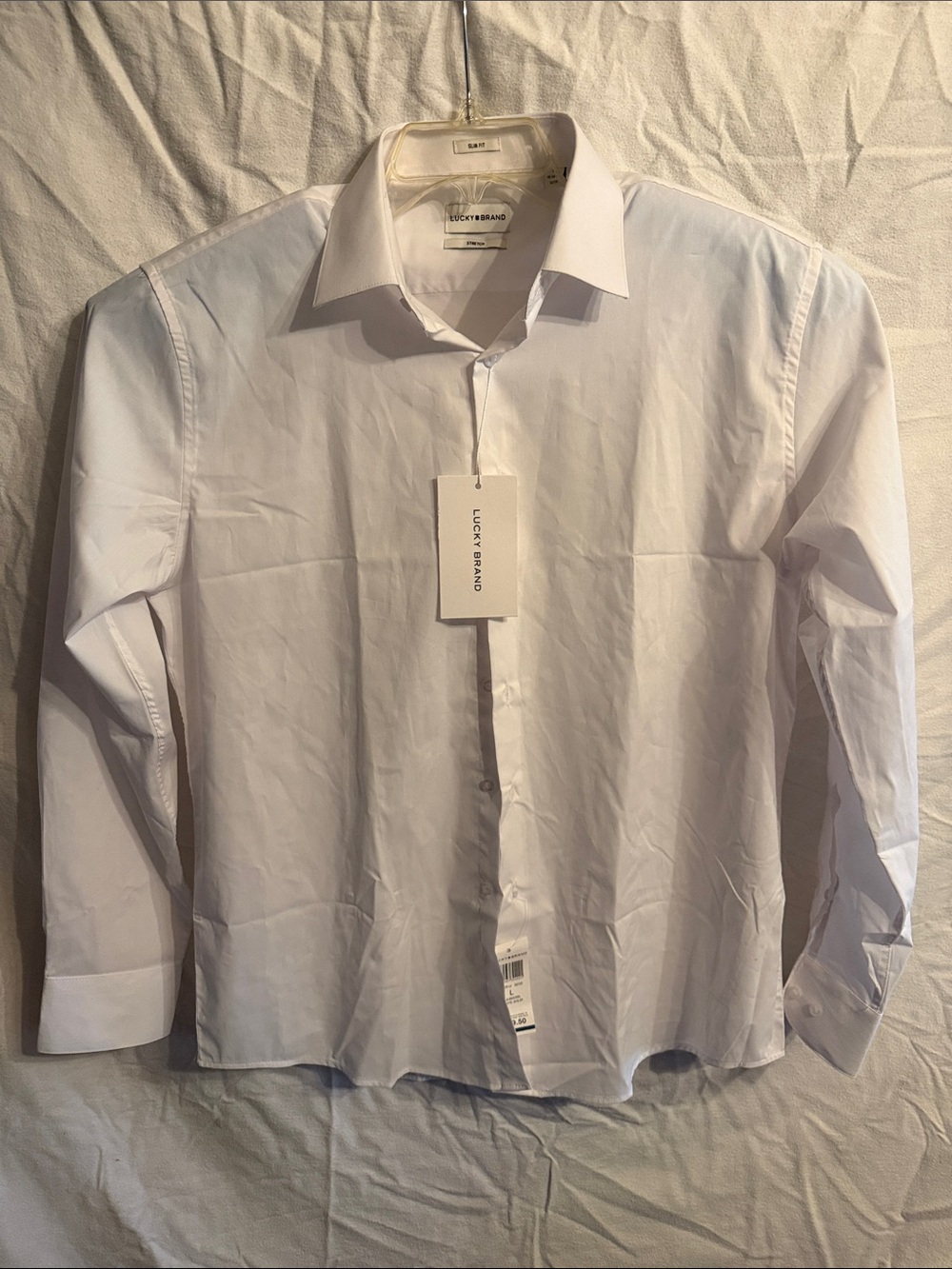Lucky Brand Men’s White Button-Front Dress Shirt